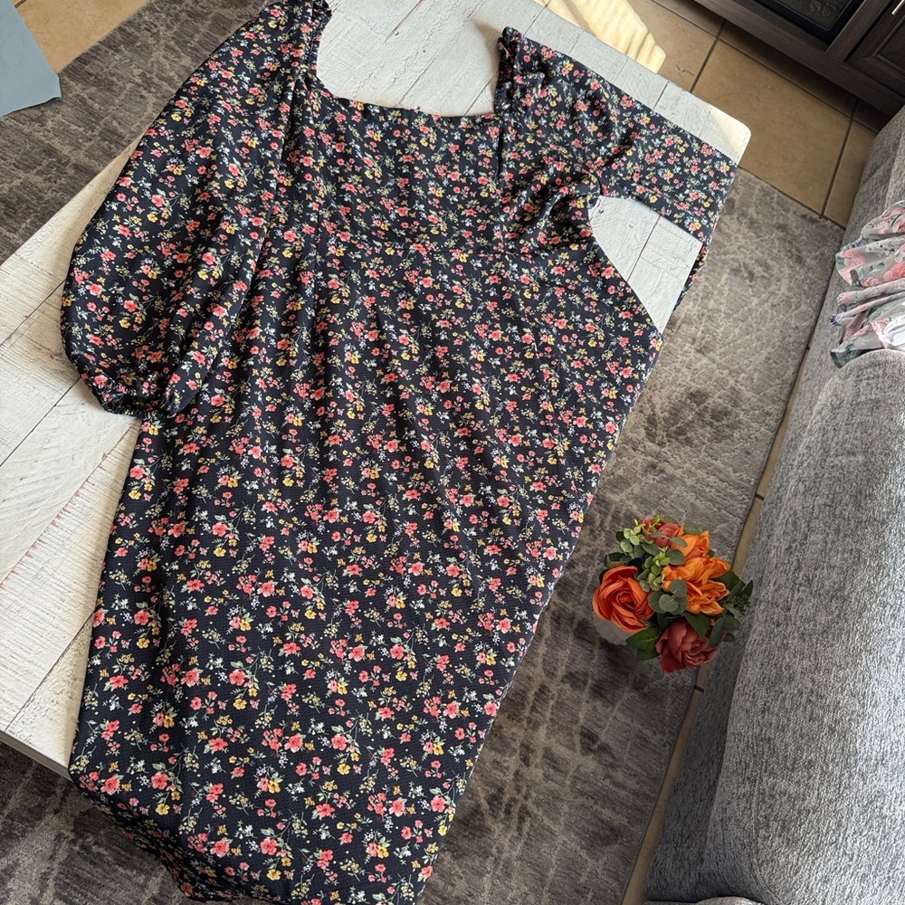 Floral Black Dress